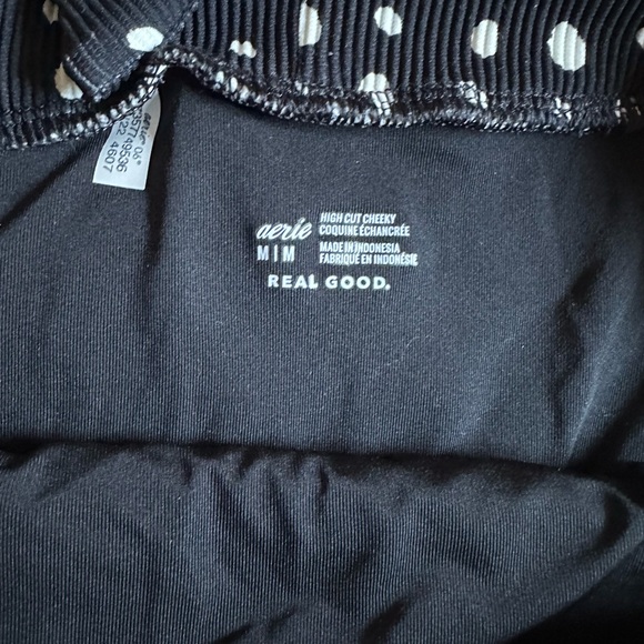 Aerie Scoop High Cut Cheeky Polka Dot Black and White Bikini Set Medium - Picture 2 of 5